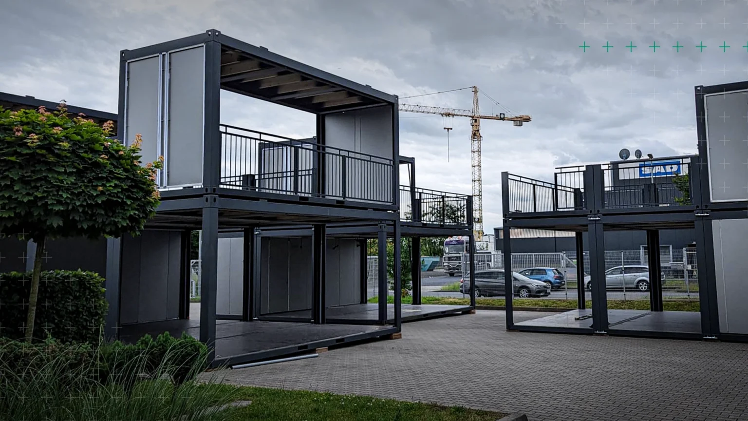 Container für eine Fanzone mit einer Verkleidung aus LUXBOARD Aluminium-Wabenverbundplatten