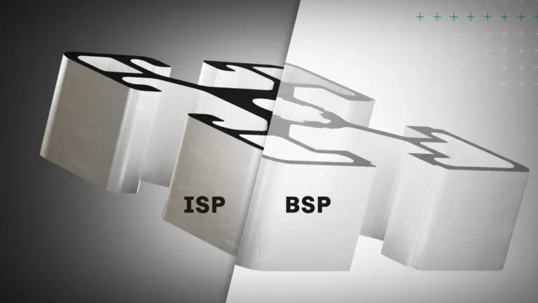 Eine grafische Darstellung zeigt die Unterschiede zwischen ISP und BSP Aluminiumprofilen