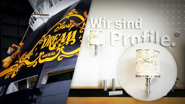 Das Kreuzfahrtschiff Disney Dream mit Lampenschirm aus Aluminiumprofilen