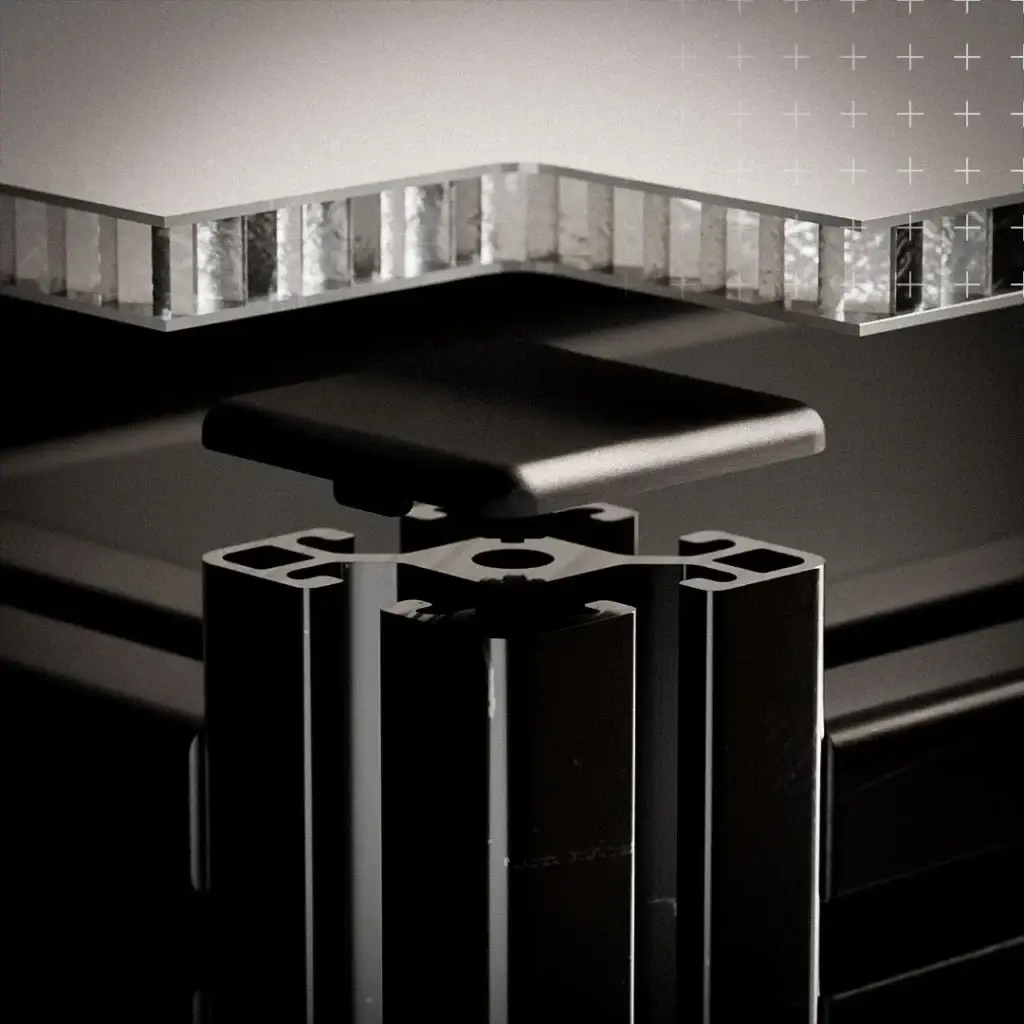 Detailansicht der Bauteile eines Regals im Industrial Design